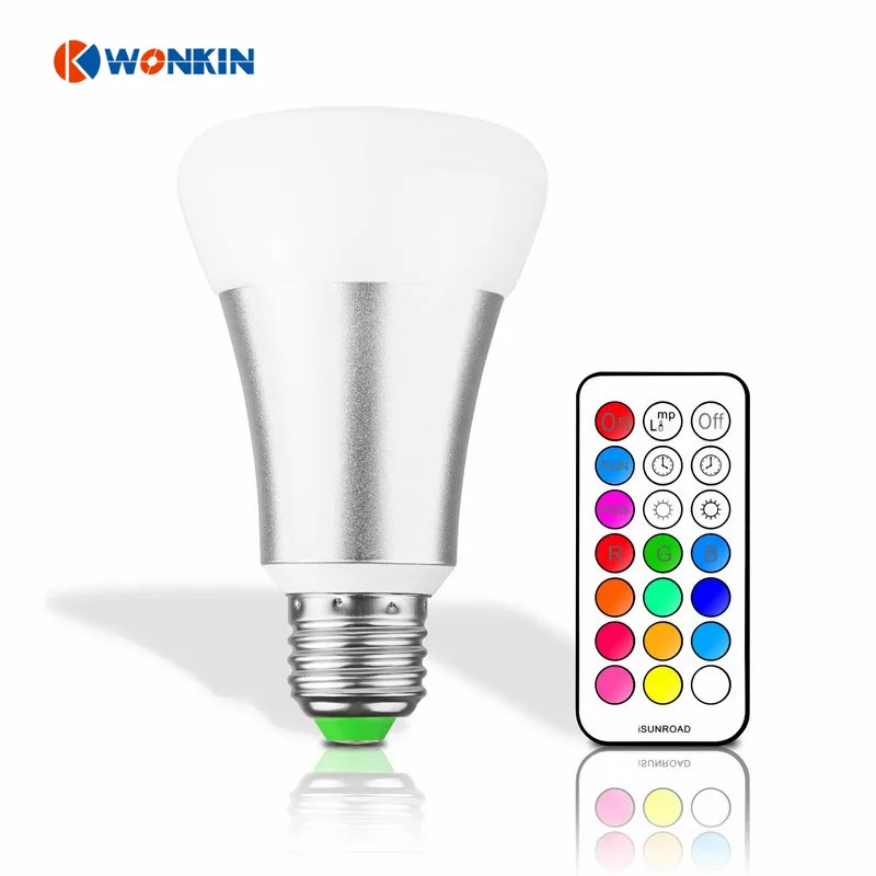 10 Вт Светодиодная лампа RGB E27 12 цветов с дистанционным управлением Светодиодные