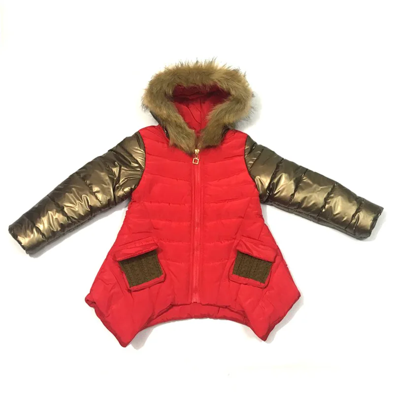 

Thicken Fur Hooded Children Snow Outerwear Down Parkas Kids Winter Warm Solid Coats Boy Girl Jacket Baby Clothing
