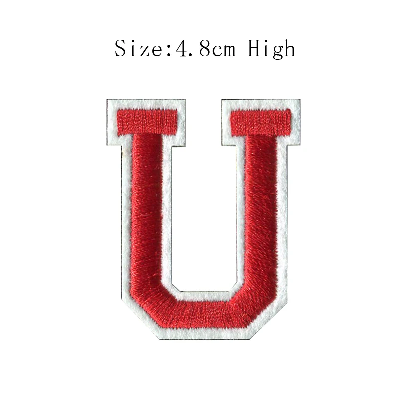 U bagde 1 шт., A-Z, белые и красные английские алфавитные буквы, Смешанные Вышитые нашивки, нашивки для одежды, сумки, штаны(высота 48 мм - Цвет: U bagde