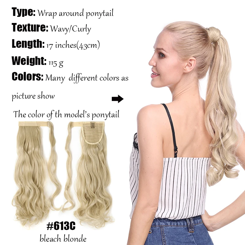 s-noilite Clip In Ponytail Synthetic Wrap Around Ponytail Clip In Hair Extension Long Curly Hairpiece Fake Hair Braid Ponytail