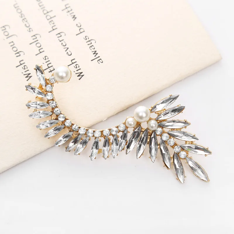 2016 новые модные большие преувеличенные серьги каффы с кристаллами и жемчугом в