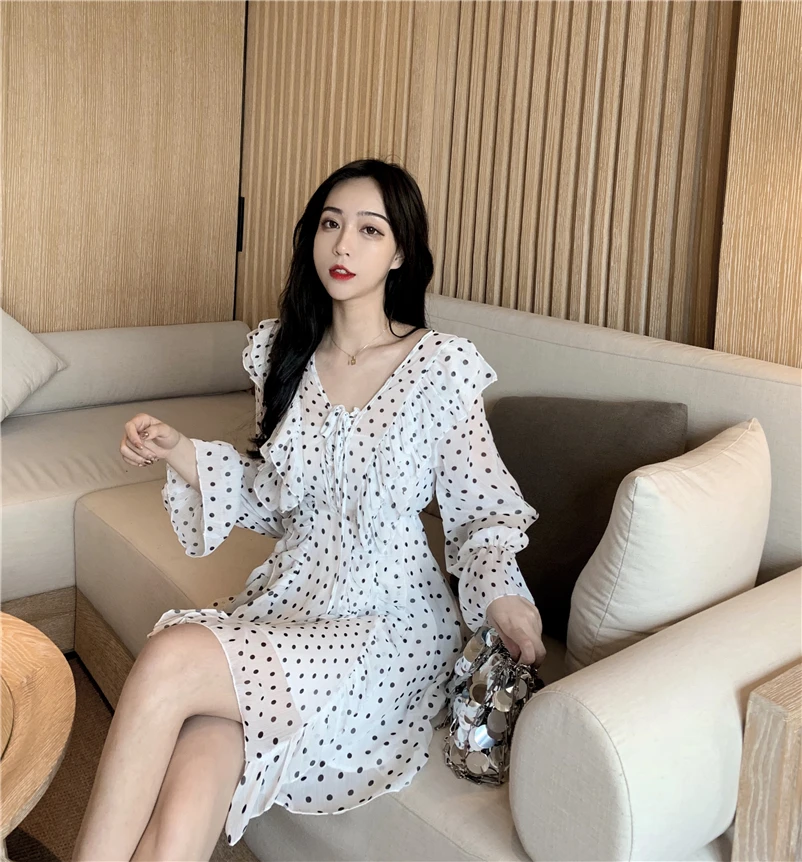 Весенне-летняя женская одежда с v-образным вырезом шифоновые короткие платья