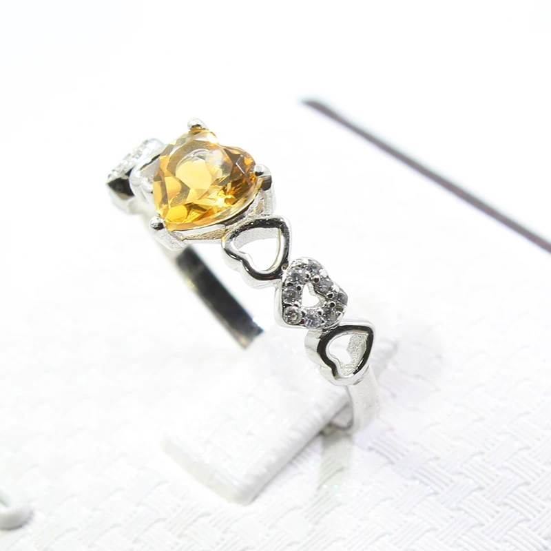 Модное серебряное цитриновое кольцо в форме сердца 6 мм натуральный VVS цитрин из
