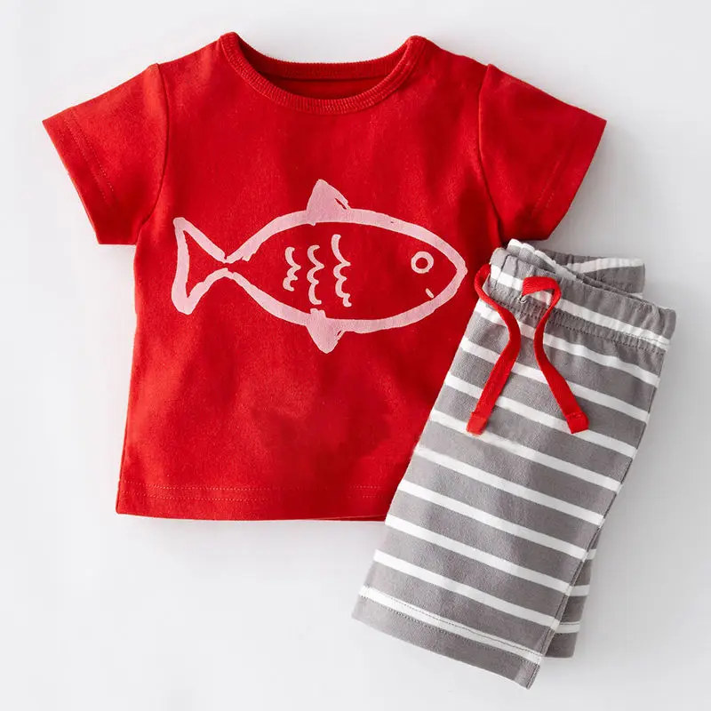 Новинка 2017 года детские летние хлопковые комплекты Милая футболка с короткими