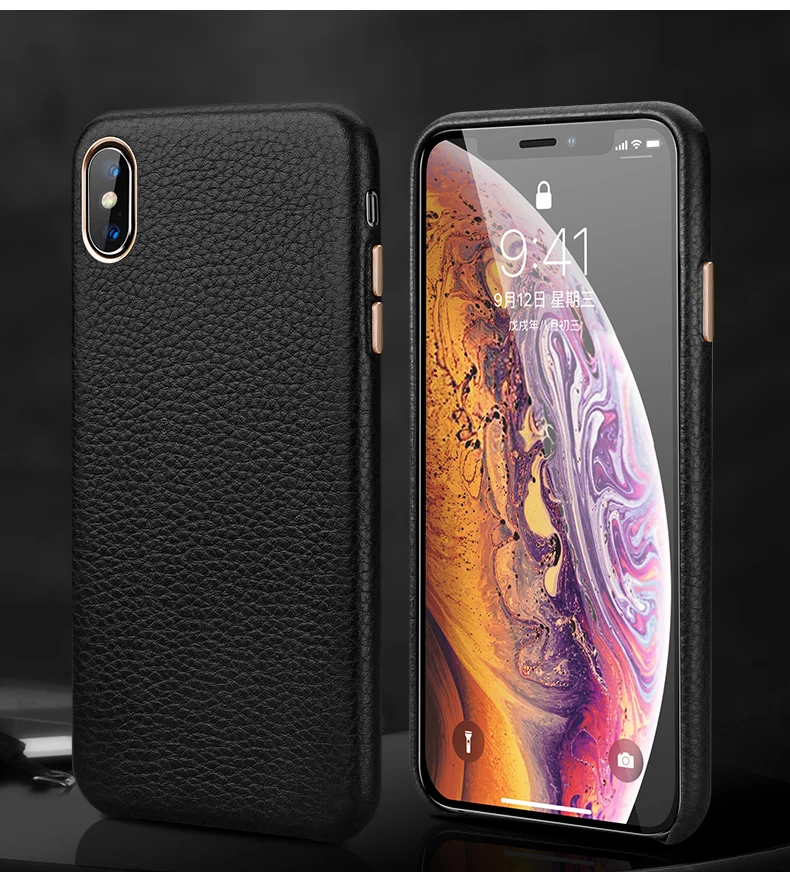 Роскошный металлический чехол с кнопкой громкости для iPhone XS MAX/X/XS/XR/7 8 Plus, винтажный тонкий мягкий чехол из натуральной кожи