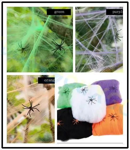 

20pcs Halloween Scary Party Scene Props White Stretchy Cobweb Spider Web Horror Bar Haunted House layout Halloween Decoration