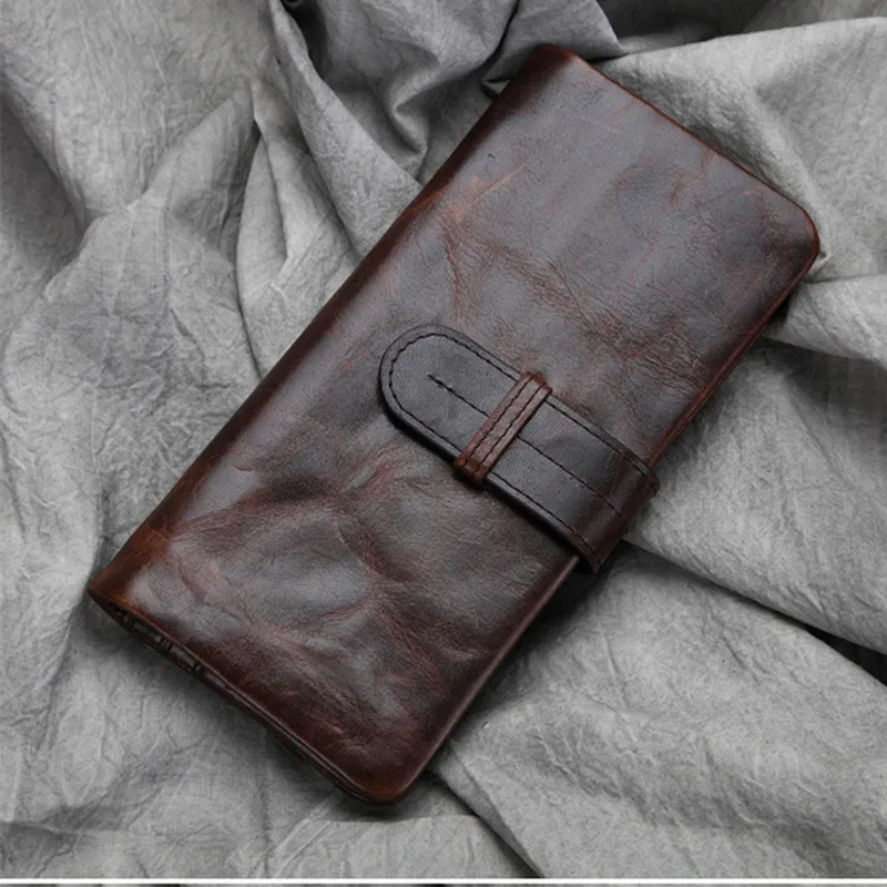 Роскошные винтажные высококачественные мужские длинные кошельки из коровьей