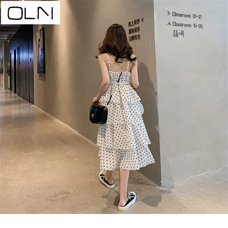 Платье новое корейское платье с высокой талией и v-образным вырезом | Женская