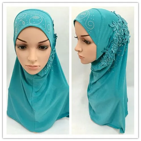 (12 шт./лот) 2016 тянущийся на одной части мусульманский хиджаб мгновенный исламский