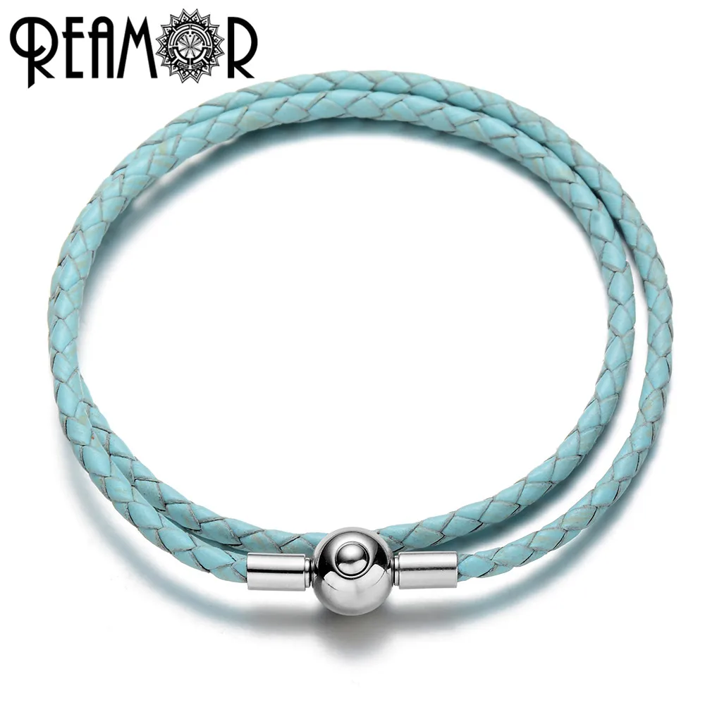 Модные Двухслойные оригинальные женские браслеты-обручи REAMOR с застежкой в виде