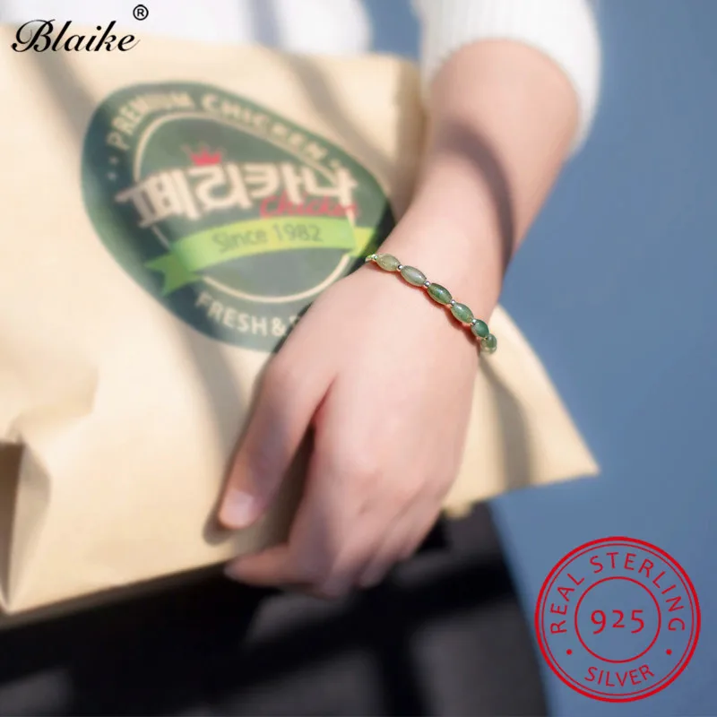 Женский браслет из серебра 925 пробы с камнем маркиза|Гибкие и жесткие браслеты| |