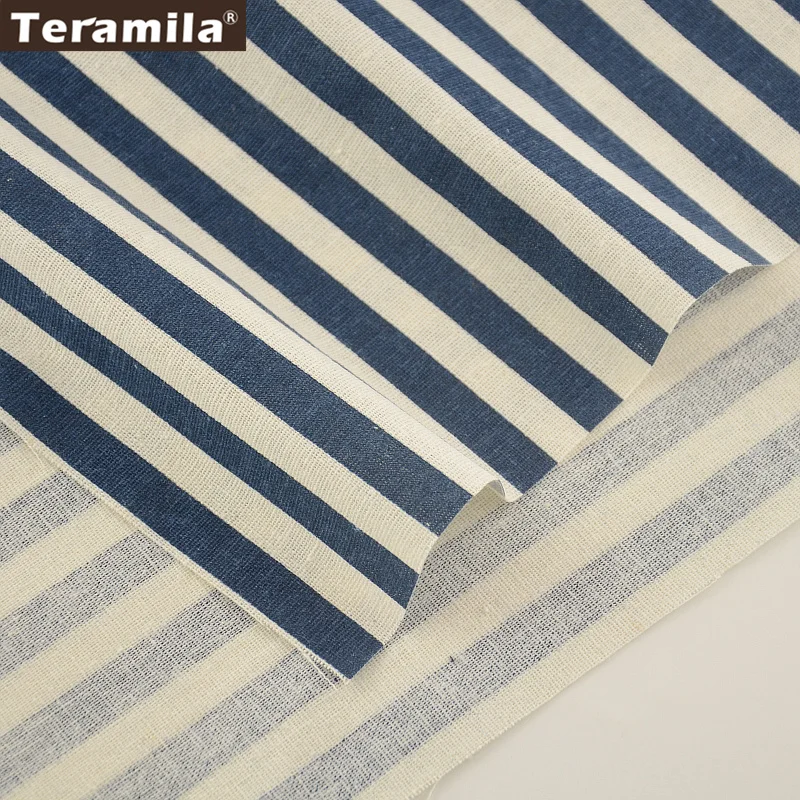 Deep Blue Strips Cotton Home Textile Linen Fabric Sewing Material Tissu TERAMILA Tablecloth Pillow Bag Curtain Cushion | Дом и сад