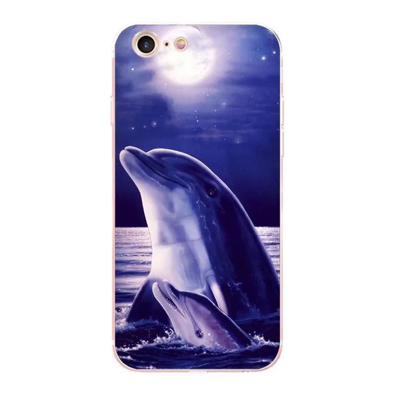 Мягкий чехол для телефона MaiYaCa Jumping Dolphin in tne moonlight and sunset ocean Apple iPhone 8 7 6 6S Plus X 5 5S SE 5C 4