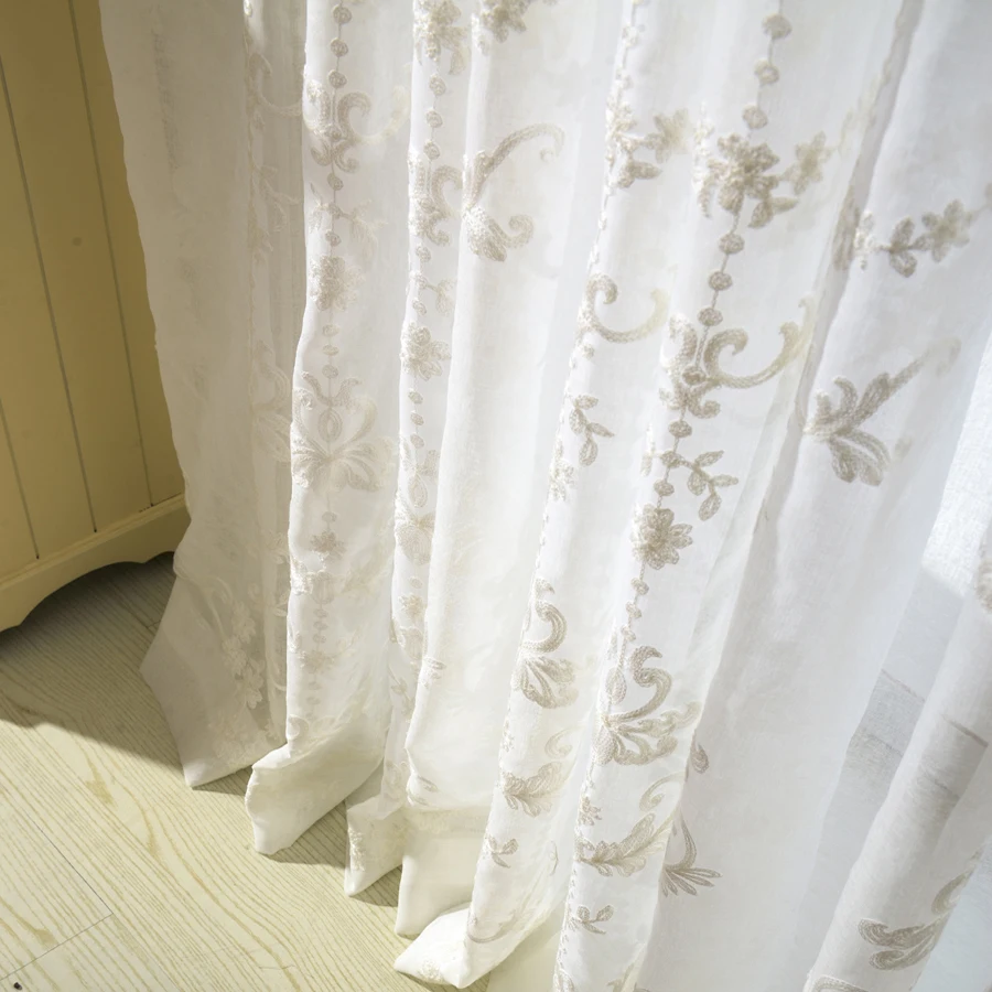 European Embroidered Voile Curtains Bedroom Curtain Living Room Window fashion tulle wp014#30 | Обустройство дома