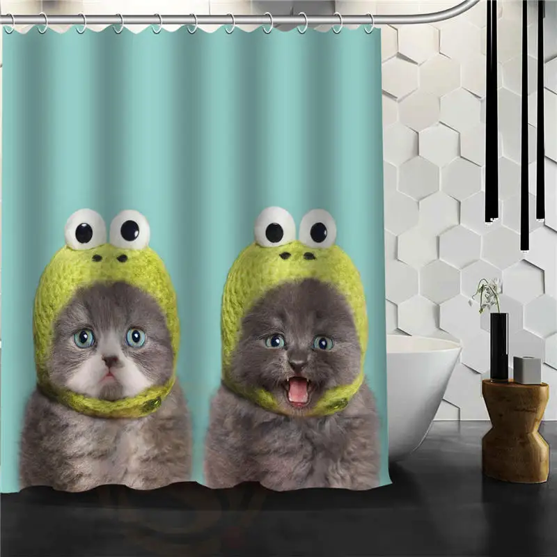 Водонепроницаемая занавеска для ванной душа с милыми кошками и животными 180 х200