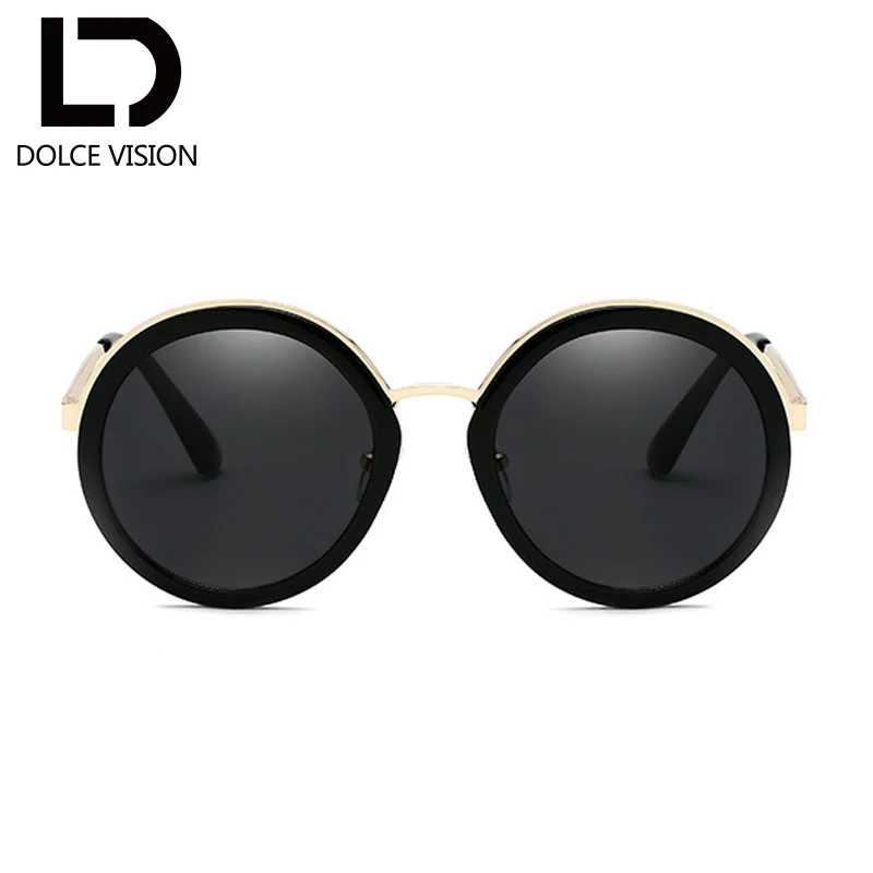 Женские круглые солнцезащитные очки в стиле ретро коричневые винтажном