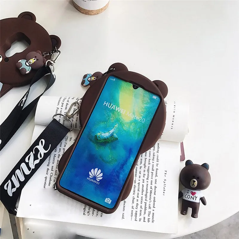 Силиконовый чехол с 3D медведем на плечо для huawei mate 20 10 9 pro lite P20 pro honor 10 8X9 чехол противоударный мягкий чехол для телефона