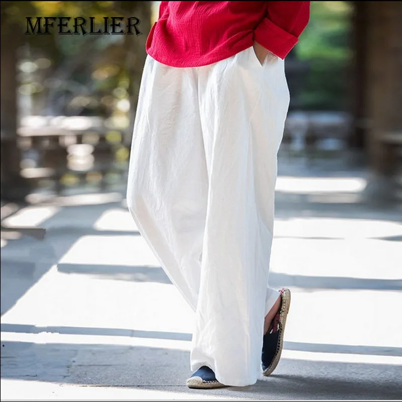 Летние брюки женские 2017 свободные повседневные широкие однотонные полная длина
