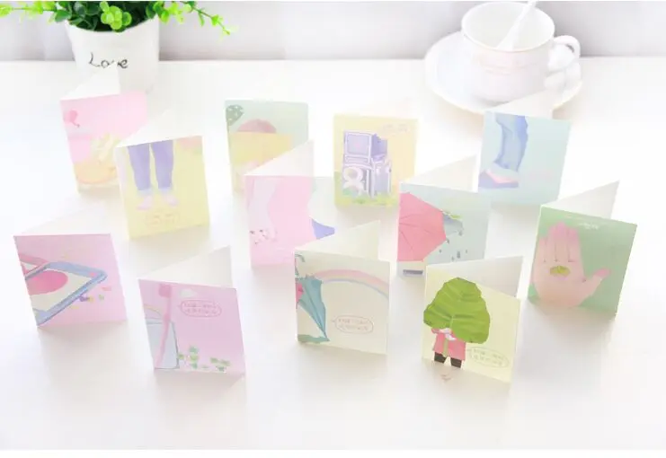 5 шт./лот 9*6 см DIY Мини kawaii мультфильм конверт с поздравительной открыткой