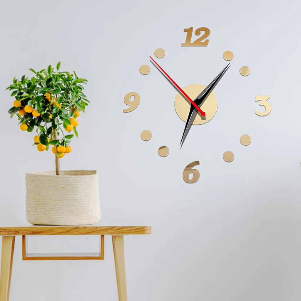 Новинка 2019 часы настенные Horloge 3d Diy акриловые зеркальные наклейки украшение дома