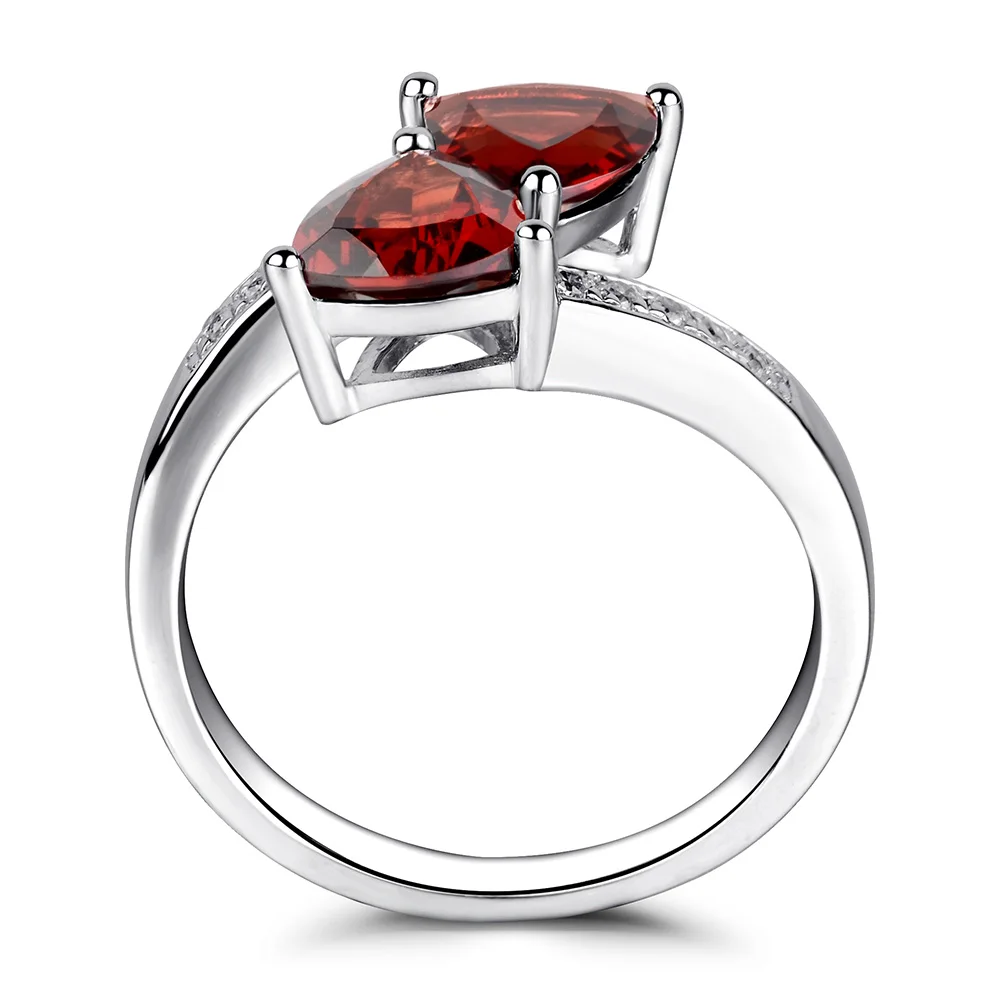 Украшения leige кольца из натурального граната треугольные двойные камни