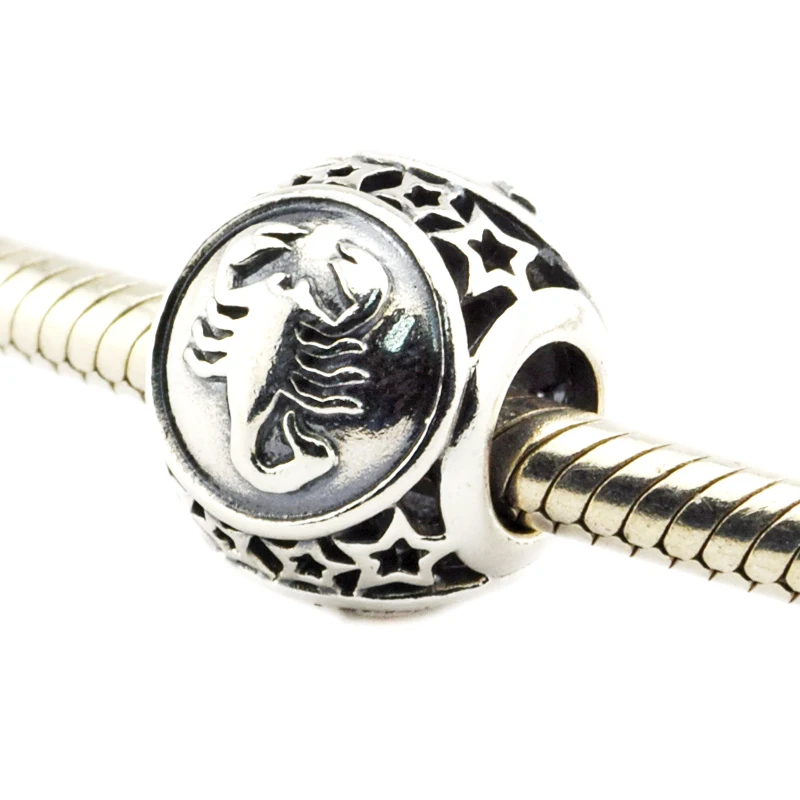 Подходит для Pandora Браслеты малышей с принтом Скорпион знак зодиака кулон