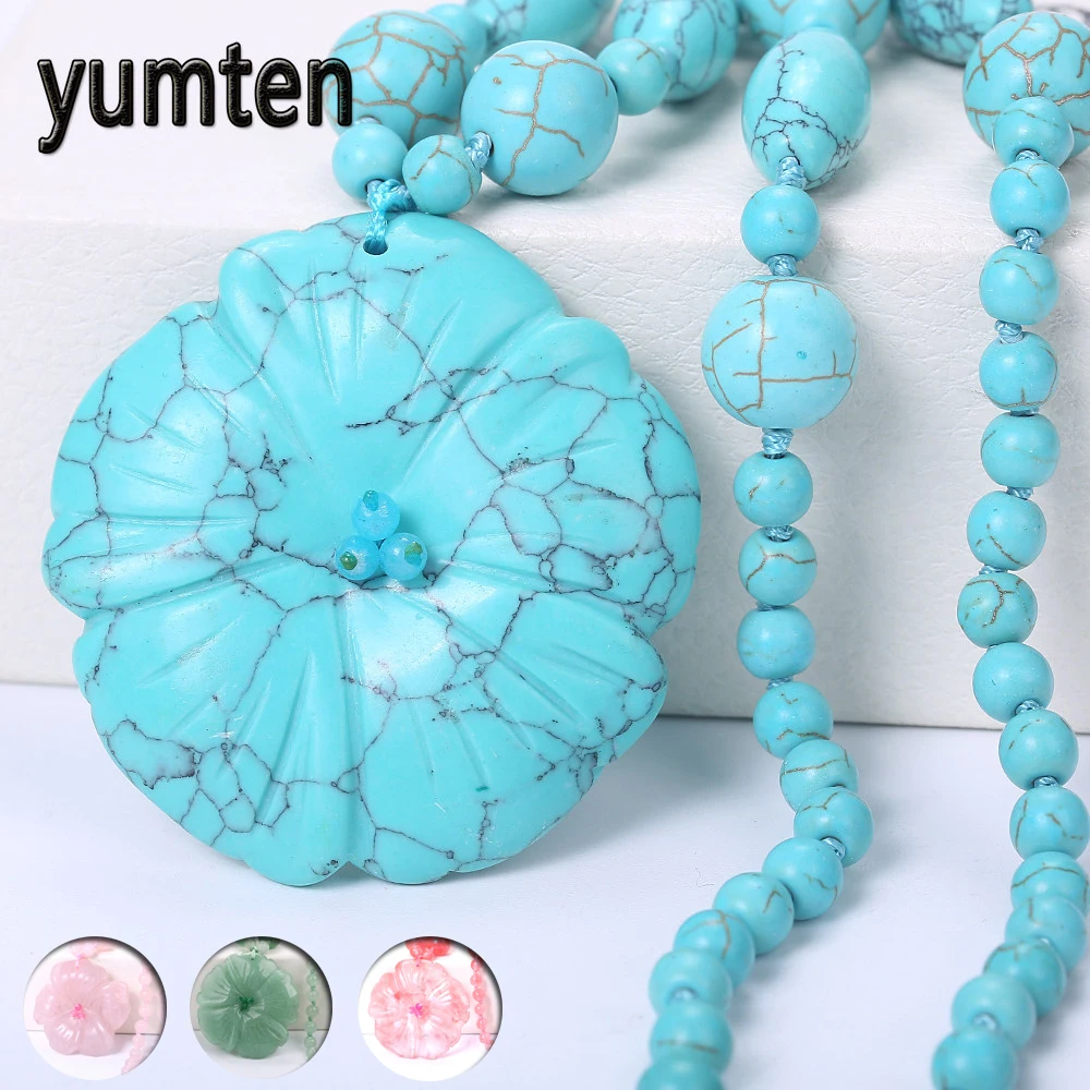 Yumten бирюзовое ожерелье с подвеской эффектное женское ювелирное изделие