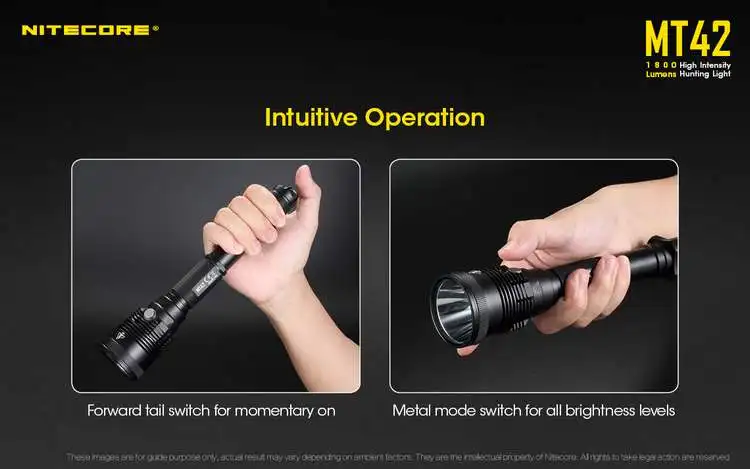 NITECORE MT42+ 2X18650 аккумуляторные батареи 1800 LMs CREE XHP35 HD светодиодный фонарик Открытый охотничий поисковый фонарь