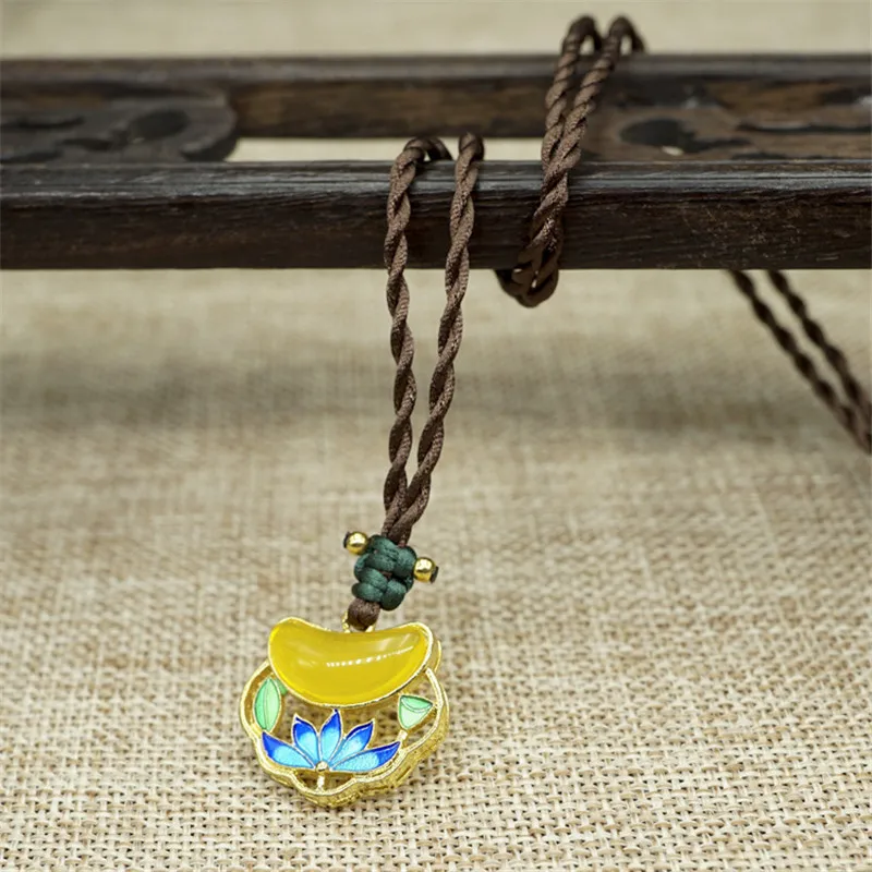 new arrival women necklace yellow lotus pendant bohemia jewelry accessories wholesale retail sweater choker necklaces BX070 | Украшения и