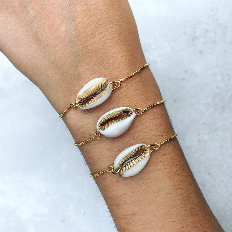 5 шт./лот оптовая продажа золотой браслет из натуральной раковины модный
