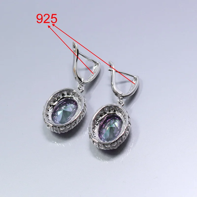 Женский комплект ювелирных изделий с мистическим радужным цирконием