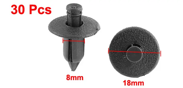 

X Autohaux 30 Pcs Black Plastic Rivet Bumper Mud Interior Weatherstrip Mat Push-Type Fastener