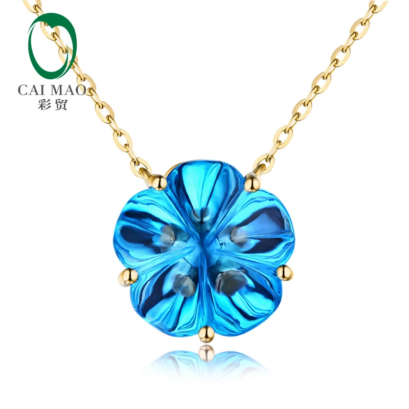 

Caimao 10.43ct IF Flower Shape Topaz 18kt Yellow Gold Engagement Necklace Pendant