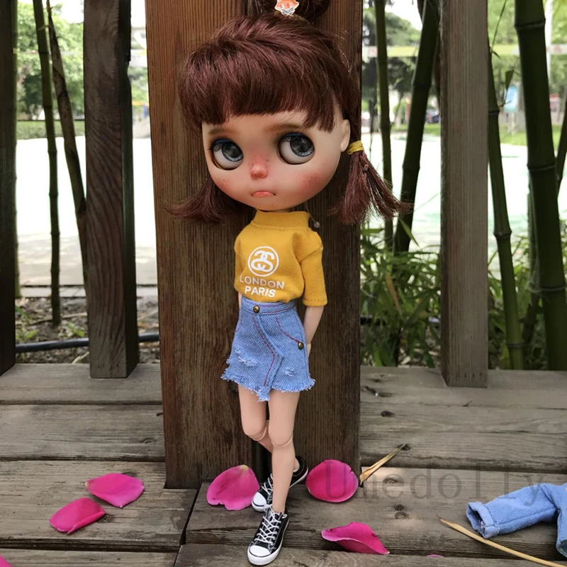 1 шт. Повседневная модная джинсовая юбка Blyth Doll/футболка для Holala Azone кукла средней
