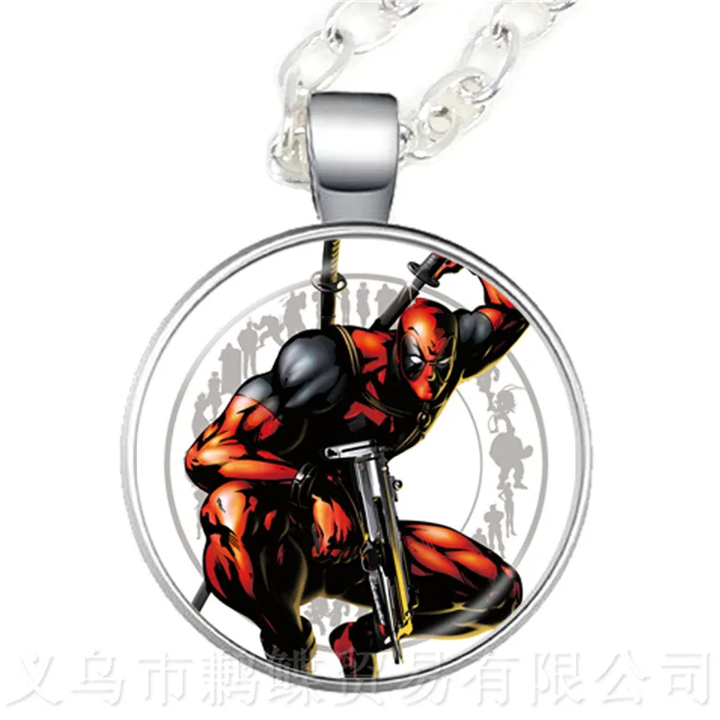 Ожерелье Дэдпул 25 мм Круглый купол стеклянный неоготический персонаж