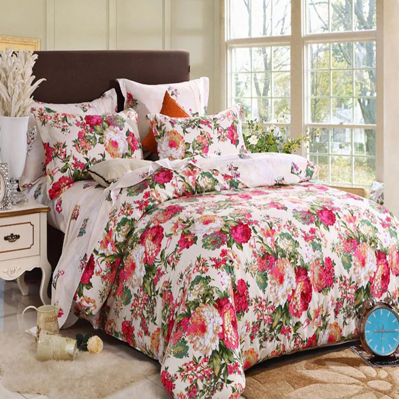 Постельные принадлежности с цветочным принтом пододеяльник простыня и