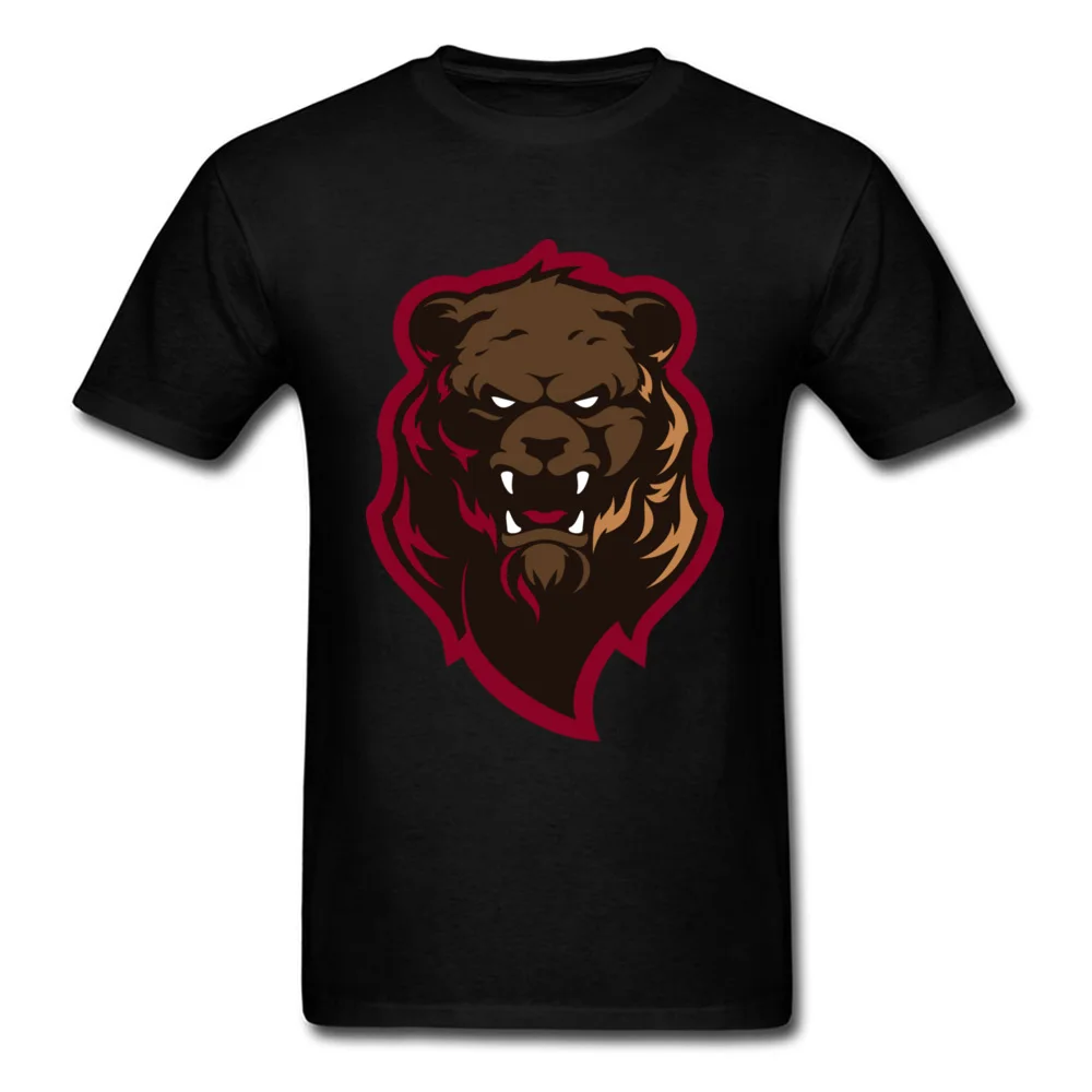 Мужская черная футболка с принтом Angry Grizzly хлопковая коротким рукавом и круглым