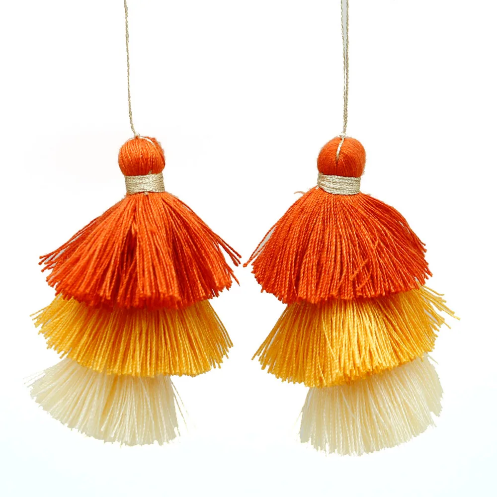 75 мм 1 шт./лот Тройная смешанная хлопковая бахрома декоративная кисточка ручной