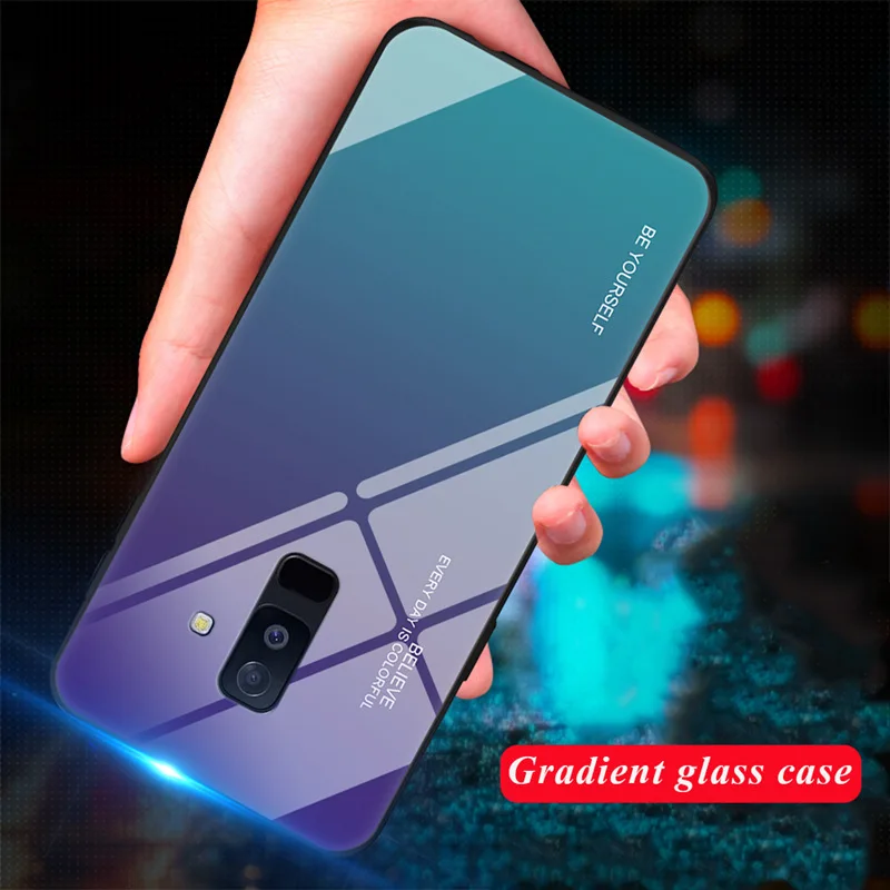 Градиентные чехлы для телефонов из закаленного стекла Samsung Galaxy J4 J6 J7 J8 2018 J3 J5 2017 Pro