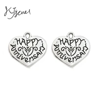 kjjewel antique silver plated happy anniversary charm pendant jewelry findings accessories making craft diy 20x21mm