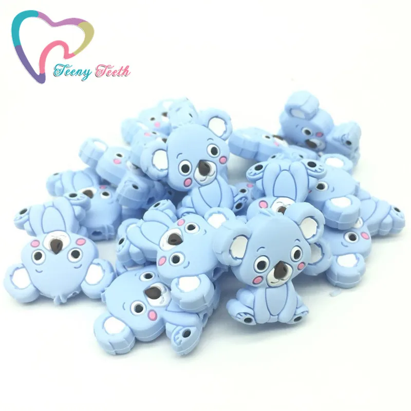 Pastel Blue Для подростков Зубов 20 шт. коала силиконовые бусины для ожерелий мультяшное животное коала игрушки, не содержащие БИСФЕНОЛ силикон для жевания прорезывания зубов свободные мягкие шарики - Цвет: Pastel Blue
