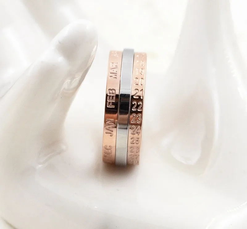 6 мм креативное вращающееся кольцо, титановая сталь, розовое золото, БУКВЕННОЕ кольцо, обручальное кольцо, серебряное, белое, вращающееся, новое поступление