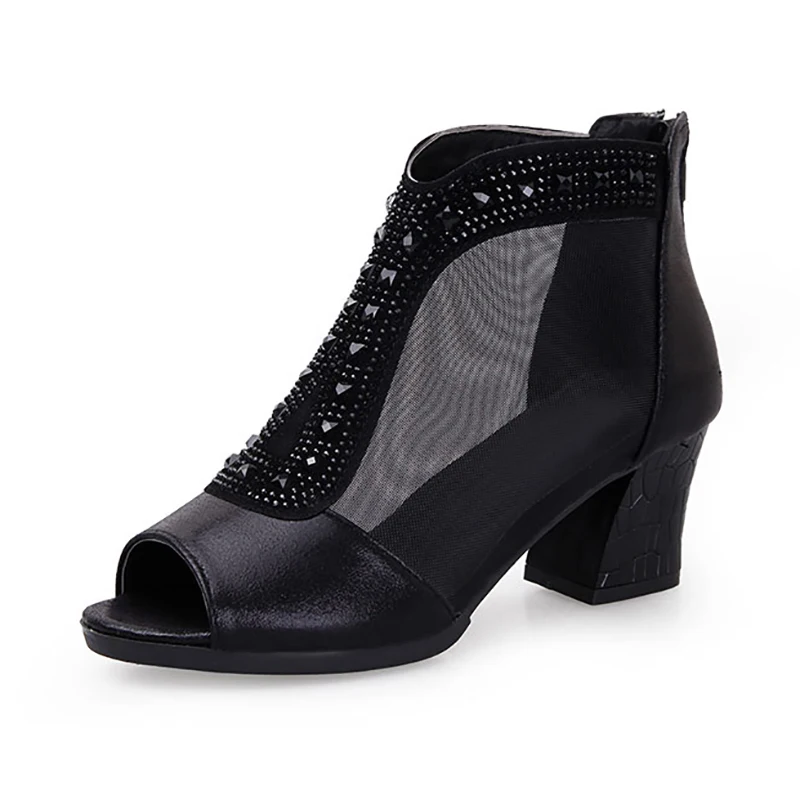 116-1black USHINE/Летняя обувь черного и золотого цвета на каблуке 6 см; повседневная обувь для занятий спортом на открытом воздухе; обувь на квадратном каблуке; обувь для латинских бальных танцев; женские кроссовки - Цвет: 116-1black