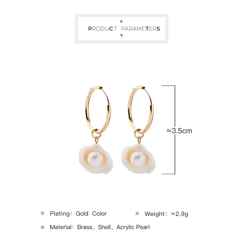 Модные серьги подвески в виде ракушки для женщин простой дизайн корейские 3