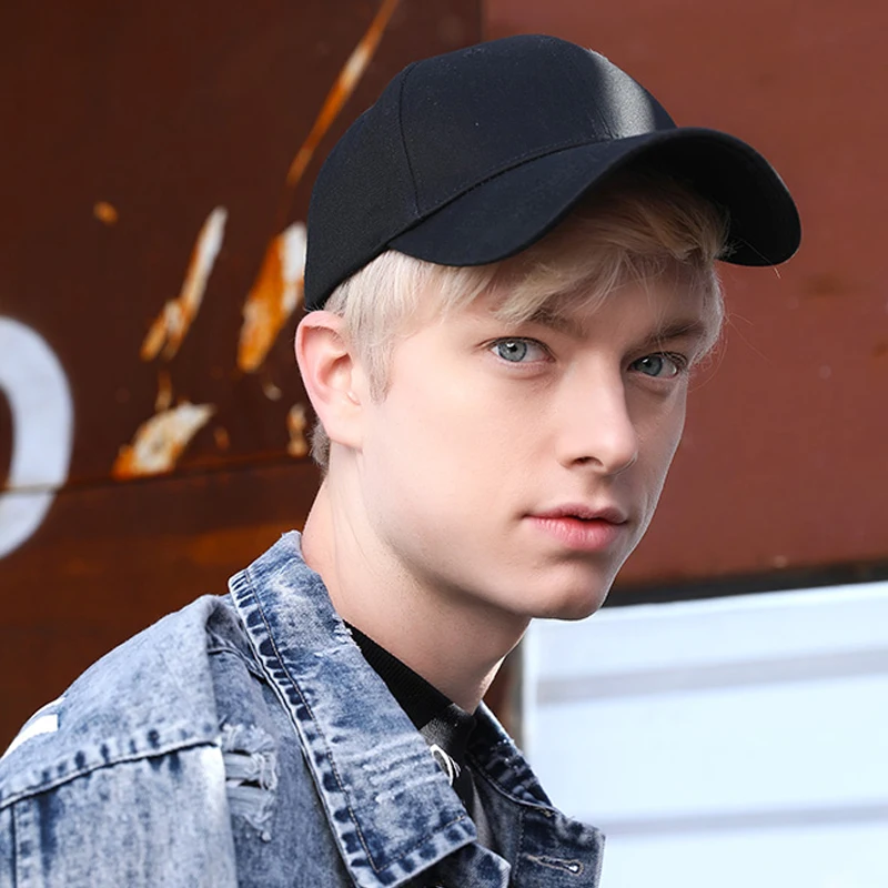 Solid Large Size Design Baseball Cap Adjustable Men Women Balck/White Cotton Hat With Big Head Circumference 59-62cm | Аксессуары для