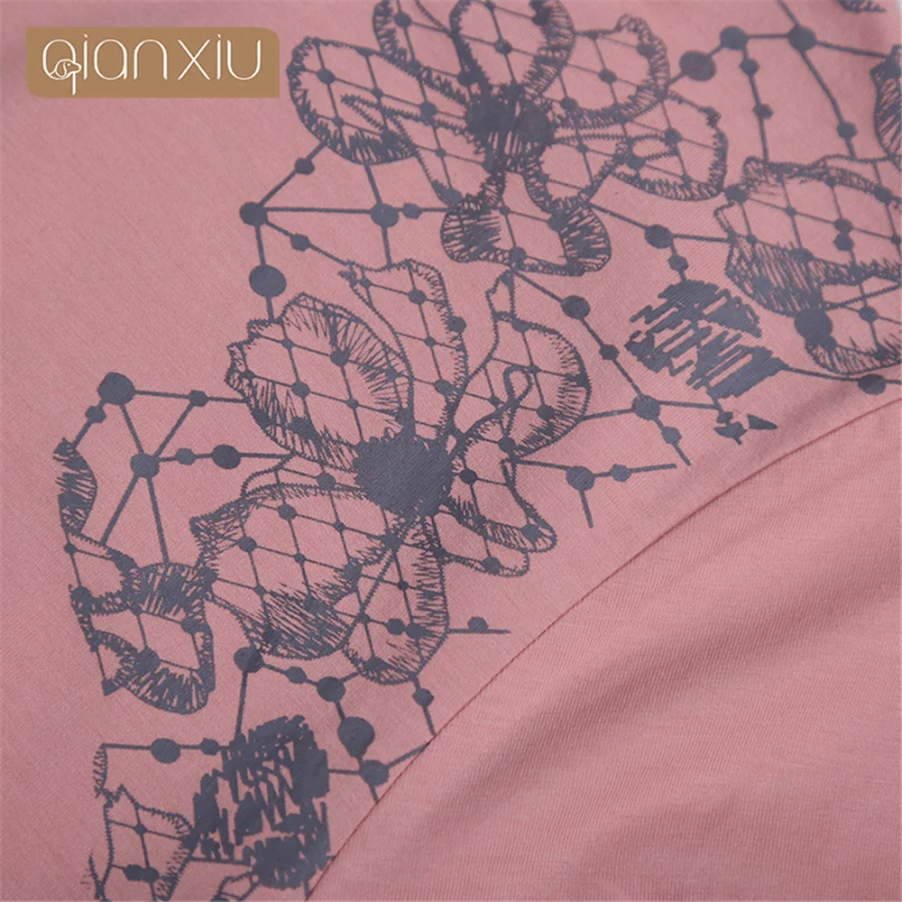 

Qianxiu 2018 Autumn Cotton Women's Nightgowns Long-Sleeve Elasticity Printing Sexy Lingerie Nightgowns & Sleepshirts Night Dress