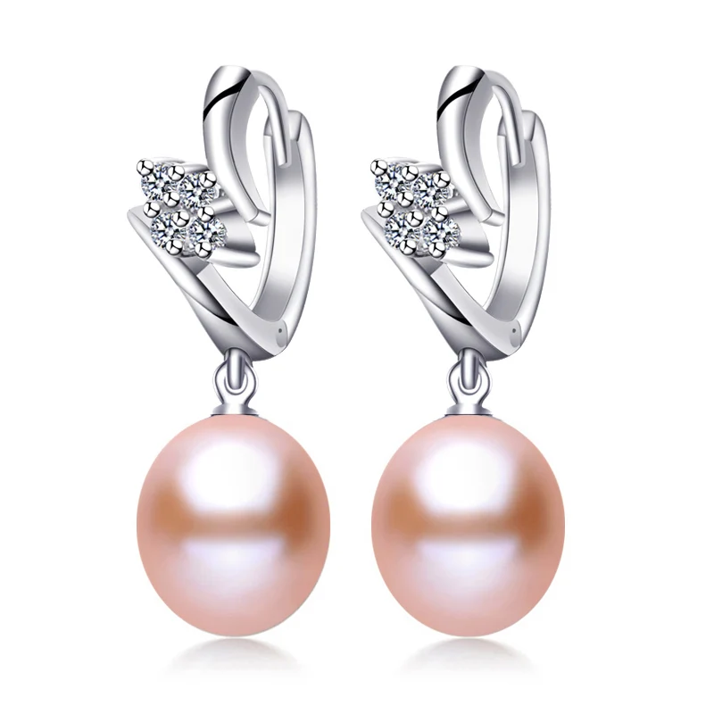 FENASY серьги-гвоздики, серьги из натурального жемчуга для женщин, 925 стерлингового серебра серьги, для свадьбы и помолвки, для ювелирных изделий - Окраска металла: pearl pink