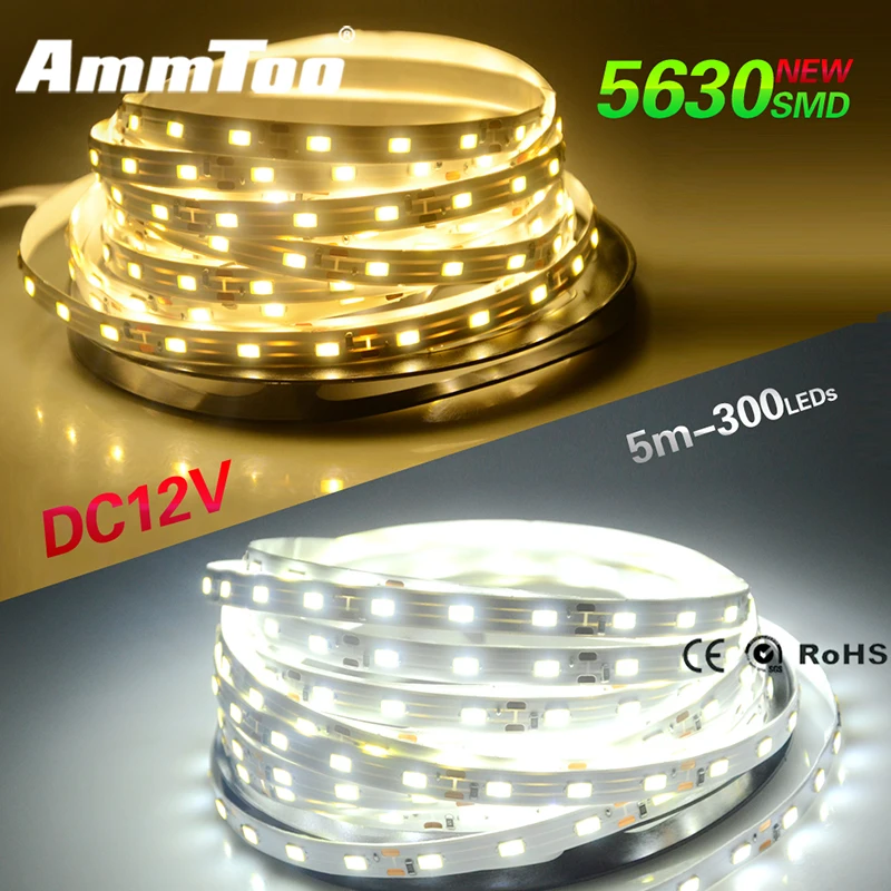 Светодиодная лента 5630 SMD 12 в пост. Тока 5 м 300 светодиодов гибкая 5730 лампа