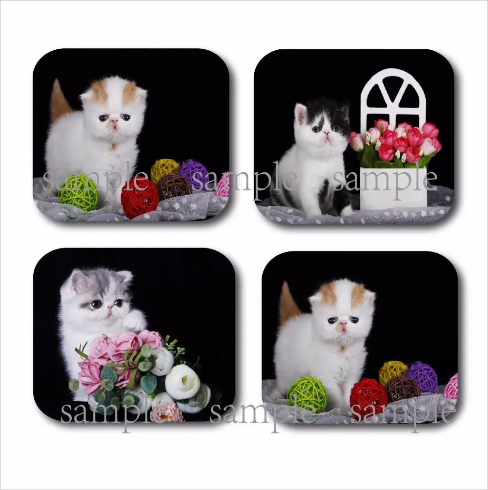 Набор из 4 подставок в виде милого кота деревянные подставки МДФ свадебные