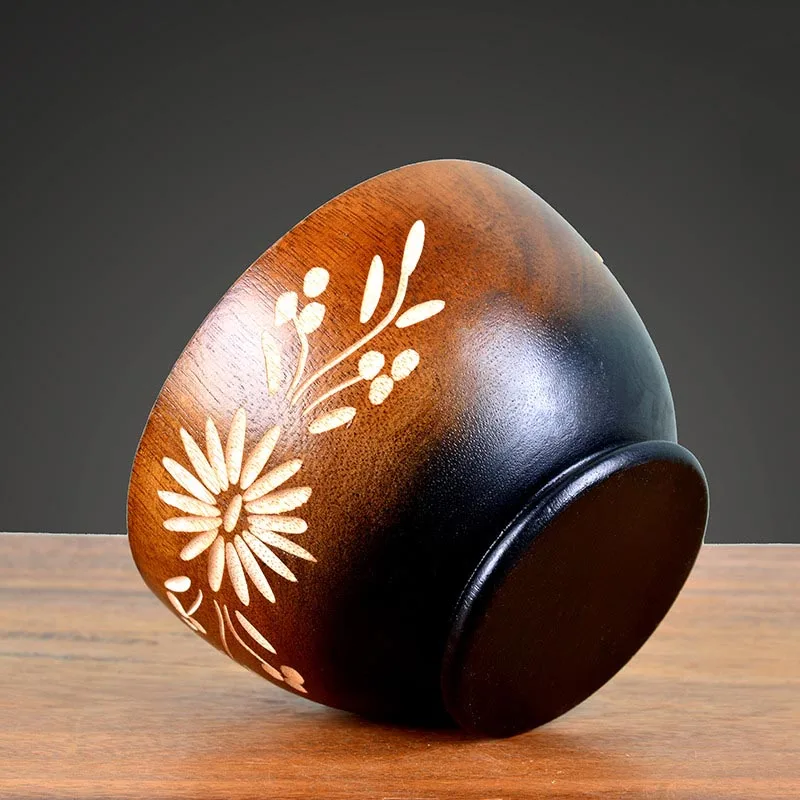 Vintage Wood Bowl Handmade Carved Tableware Ramen Soup Rice Food Container Kitchen Dinnerware Creative Home Decor Gift | Дом и сад